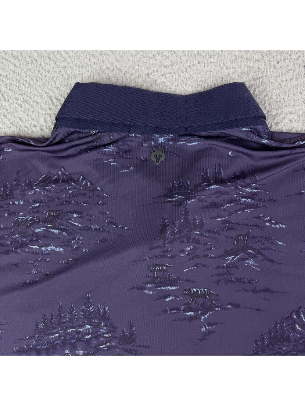 Greyson Polo Shirt Mens 2XL XXL Purple Blue Wolf AOP Golf Performance Stretch